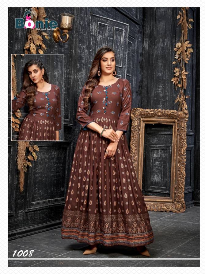 Bonie Aanchal 2 Fancy Ethnic Wear Rayon Designer Anarkali Long Kurti Collection
