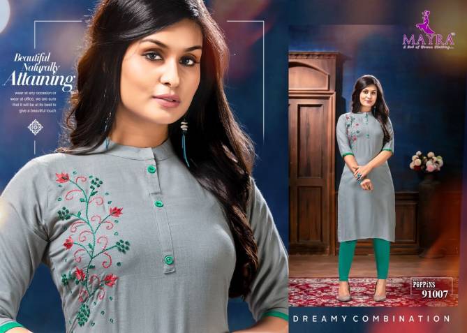 Mayra Poppins 2 Latest Ethnic Wear Rayon Embroidery Designer Kurti Collection