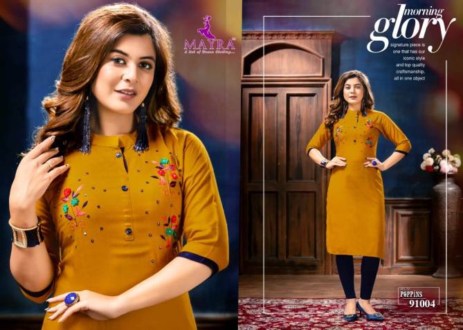 Mayra Poppins 2 Latest Ethnic Wear Rayon Embroidery Designer Kurti Collection