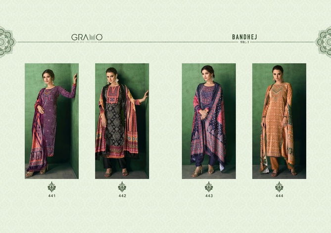 Gramo Bandhej 1 Velvet Digital Printed Casual Wear Pashmina Collection