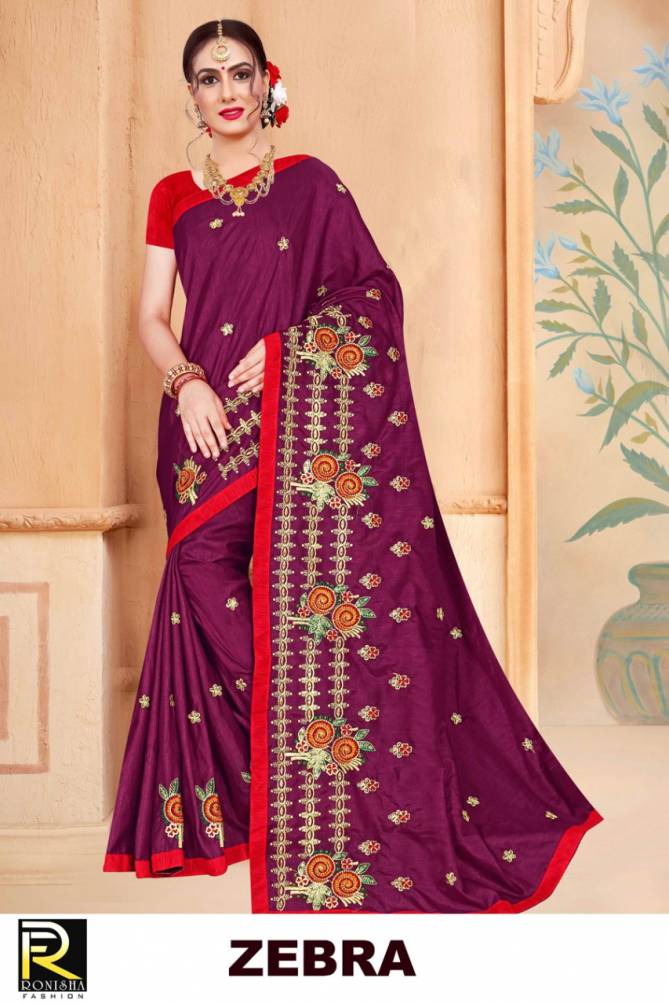 Ronisha Zebra Embroidery Worked Wedding Wear Fancy Designer Saree Collection