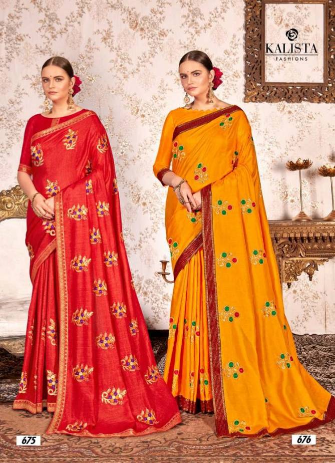 Kalista Rio Casual Wear Vichitra Silk Exclusive Designer Saree Collection
