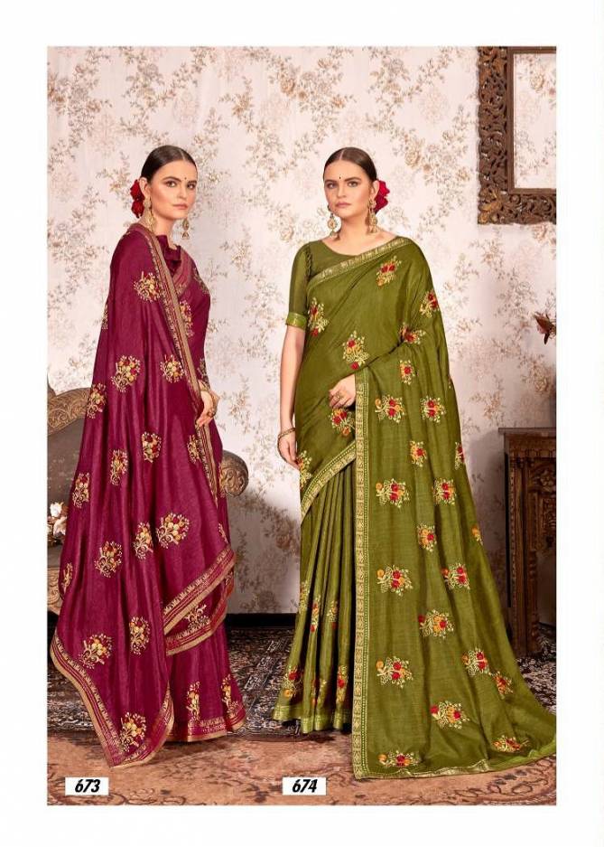 Kalista Rio Casual Wear Vichitra Silk Exclusive Designer Saree Collection