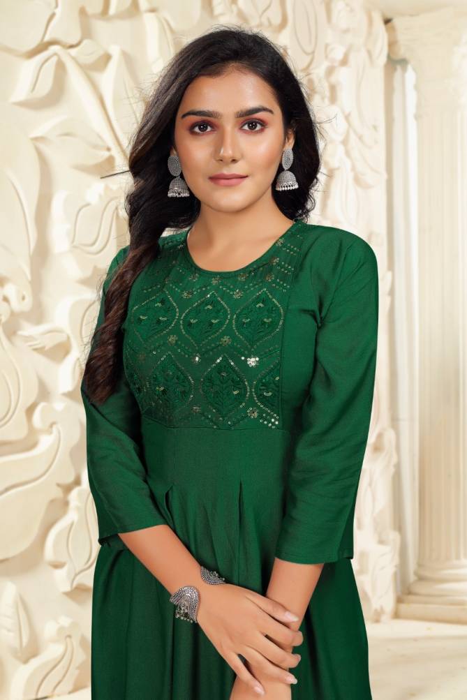 Prashashti 5 Ethnic Wear Sequence Anarkali Long Designer Kurti With Dupatta Collection