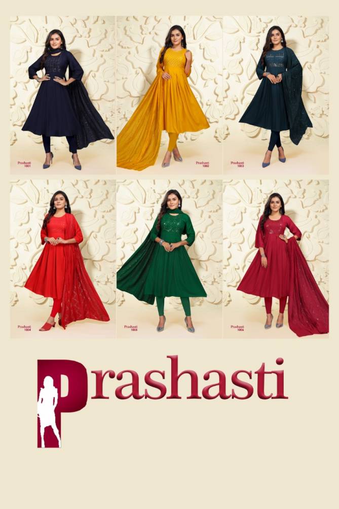 Prashashti 5 Ethnic Wear Sequence Anarkali Long Designer Kurti With Dupatta Collection