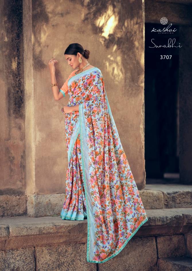 Kashvi Surabhi Latest Fancy Silk Regular Casual Wear Printed Georgette Sarees Collection
