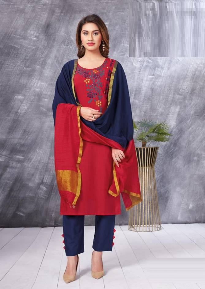 Aarvi Fashion Ahiliya 1 Ethnic Wear Cotton Kurti With Pant And Dupatta Collection