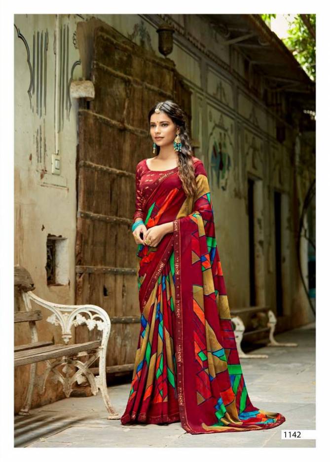 Laxminam Parampara Casual Daily Wear Georgette Printed Saree Collection