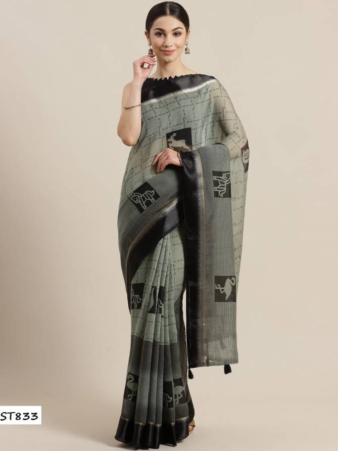Daily Wear Stylish Collection Of Designer Linen Cotton Saree With Banglori Silk Blouse 