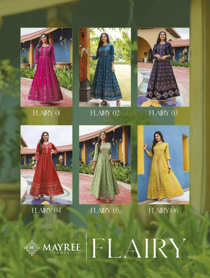 Mayree Flairy Fancy Ethnic Wear Silk Anarkali Designer Long Kurti Collection