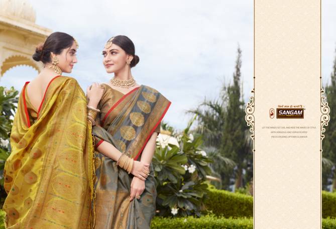 Sangam Bhavika Organza Weaving Wedding Wear Designer Silk Saree Collection