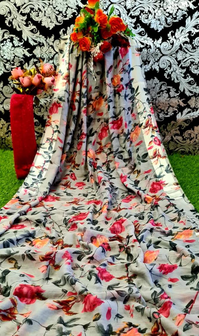 Monalisha 5 Casual Wear Designer Fancy Printed Linen Saree Collection