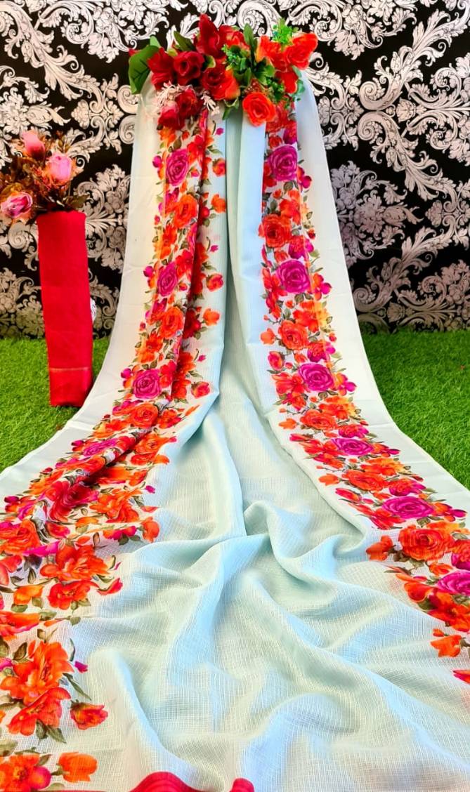 Monalisha 5 Casual Wear Designer Fancy Printed Linen Saree Collection