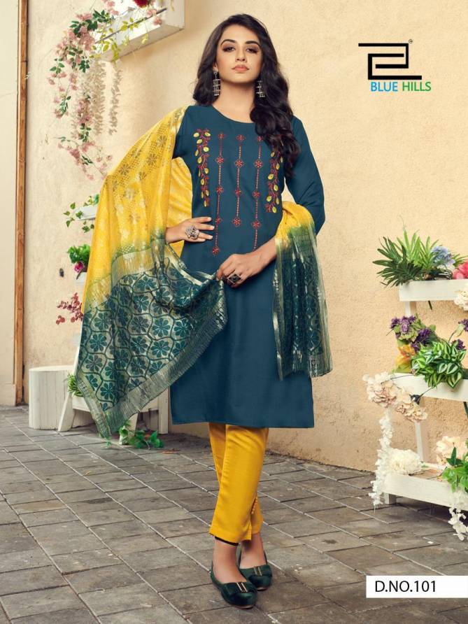 Blue Hills Queen 1 Designer Fancy Ethnic Wear Cotton Embroidery Work Ready Made Collection
