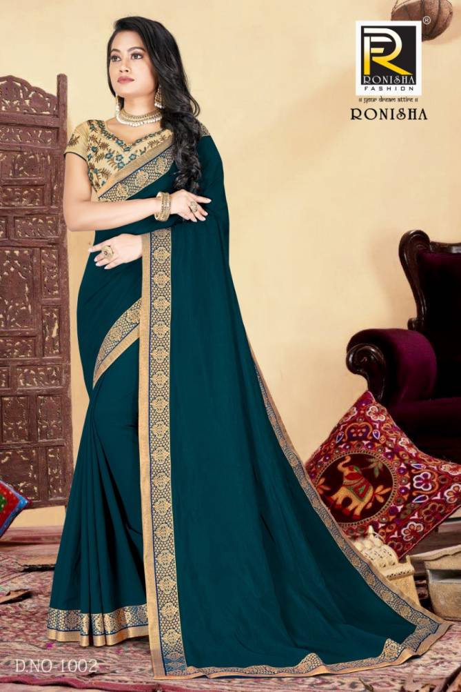 Ronisha Classy Latest Fancy Designer Festive Wear Vichitra silk  Embroidery Designer Saree Collection
