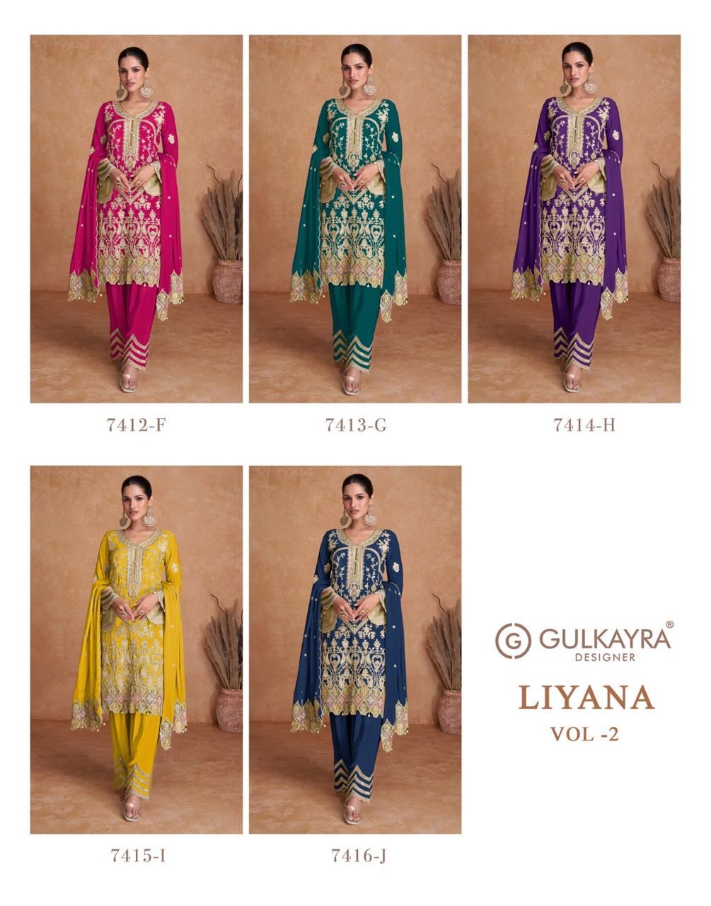 Liyana Vol 2 By Gulkayra Real Chinon Readymade Suits Suppliers In India