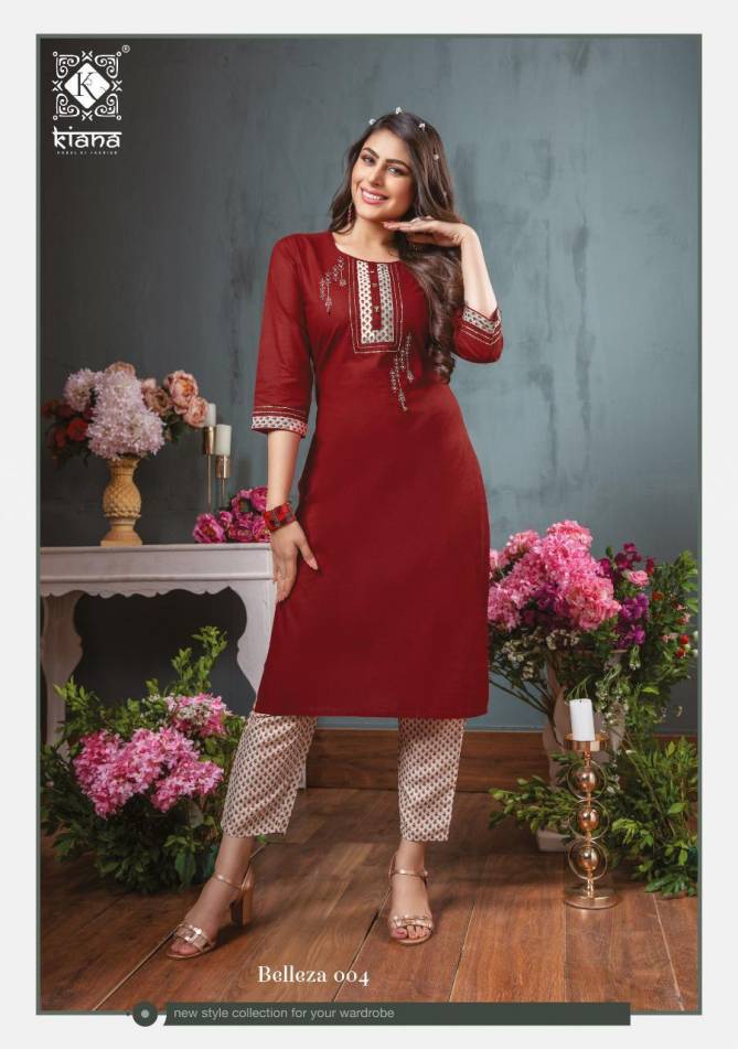 Kiana Belleza Latest fancy Designer Rayon Ethnic Wear Kurti With Bottom Collection
