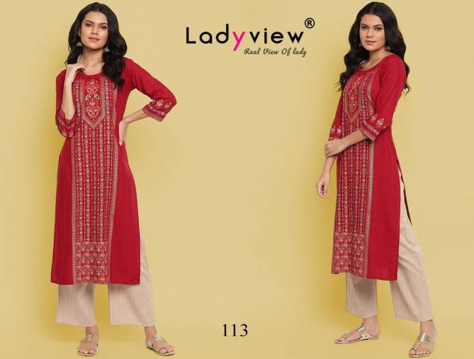 Ladyview Gold 1 Designer Ethnic Wear Rayon Printed Fancy Kurti Collection
