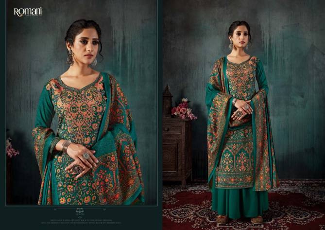 Romani Kashmiri Kaani Latest Printed Designer Wear Dress Material