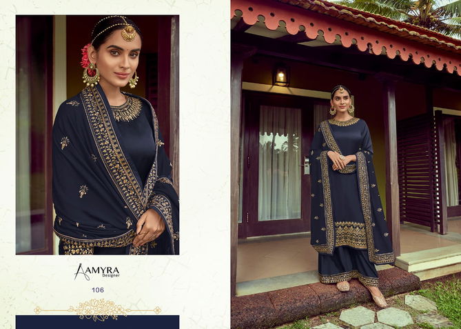 Amyra Designer Butterfly 101 Series Satin Georgette With Heavy Exclusive Embroidery With Fancy Diamond Work Embroidery Salwar Kameez Collection 
