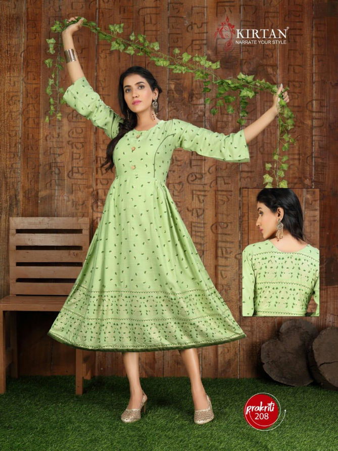 Kirtan Prakriti 2 Fancy Designer Ethnic Wear Heavy Rayon Printed Anarkali Kurtis Collection
