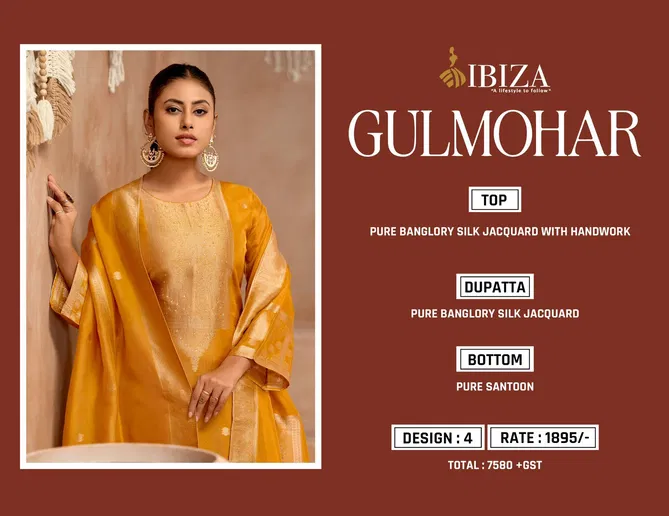 Gulmohar By Ibiza Banglory Silk Jacquard Salwar Kameez Surat Wholesale Market