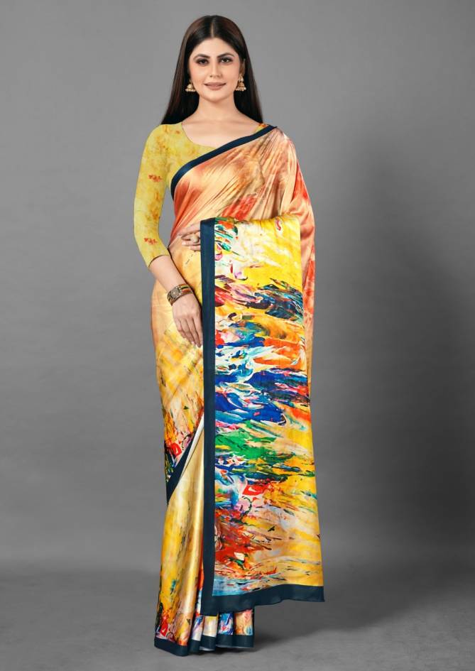 Apple Flowery 9 Casual Daily Wear Japan Crepe Digital Printed  Saree Collection