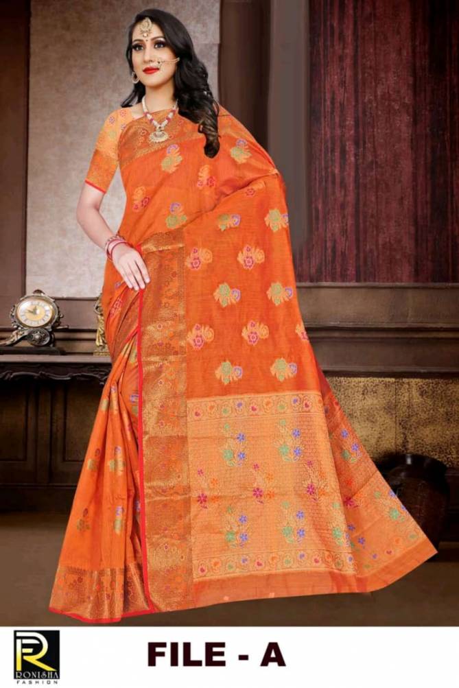Ronisha File Formal Festive Wear Cotton Silk Designer Saree Collection