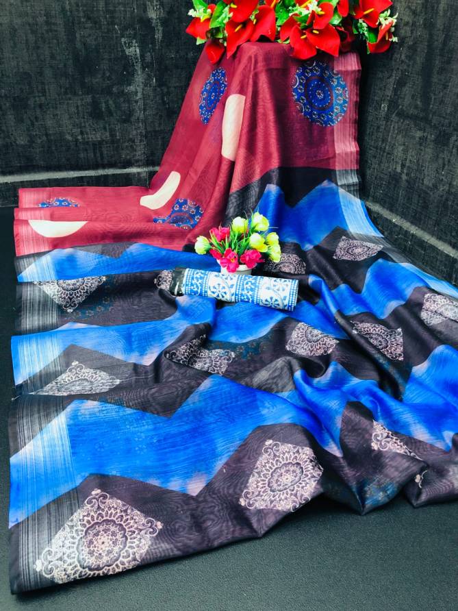 Monalisha 9 Casual Daily Wear Printed Linen Latest Saree Collection
