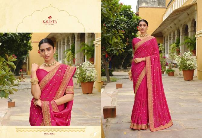 Kalista Trophy Gold Exclusive Party Wear Vichitra Silk Latest Saree Collection