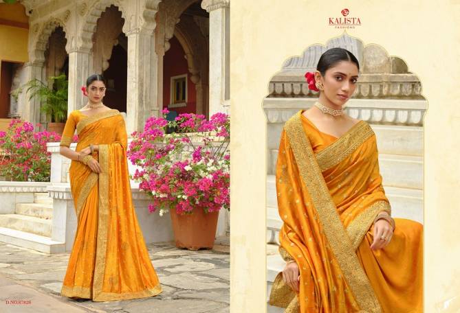 Kalista Trophy Gold Exclusive Party Wear Vichitra Silk Latest Saree Collection