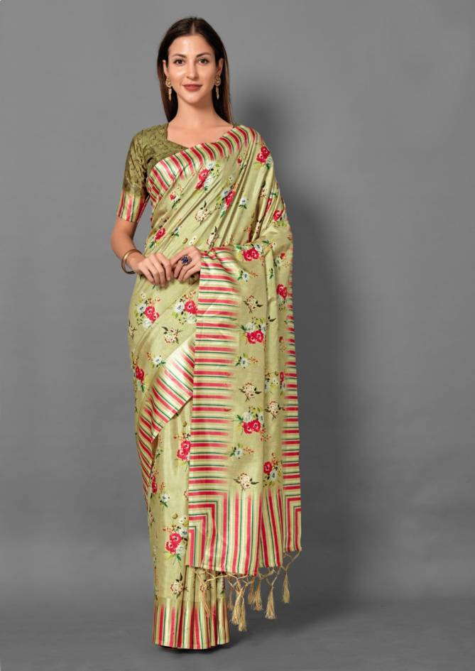 Apple Flowery 8 Casual Daily Wear Satin Patta Digital Printed Saree Collection