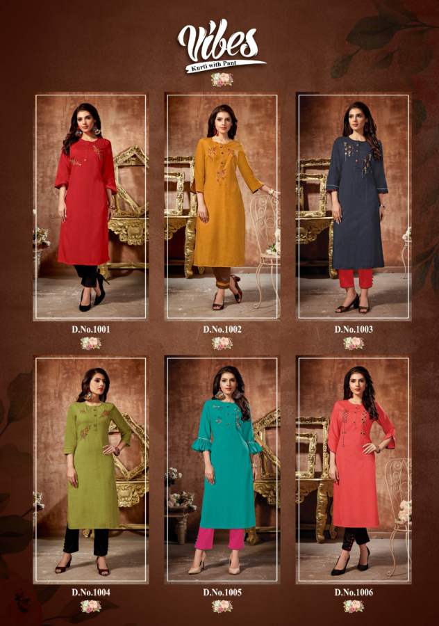 Alishka Vibes Fancy Ethnic Wear Rayon Kurti With Pant Collection