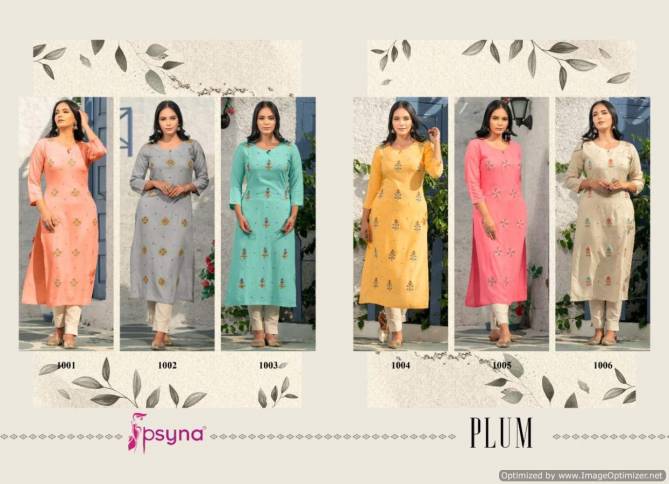 Psyna Plum Latest Ethnic Wear Rayon Embroidery Kurti Collection