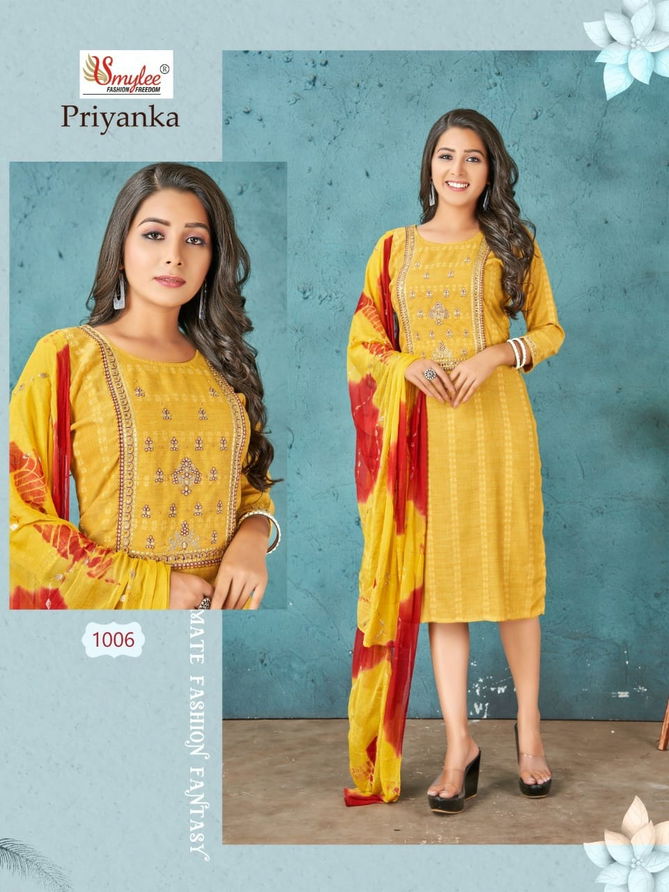 Priyanka Bombay lining Rayon Printed Kurti With Dupatta Catalog