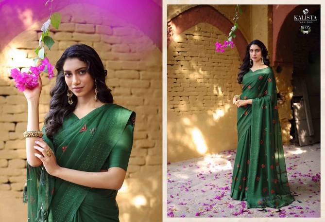 Kalista Ishani Fancy Party Wear Designer Heavy Linen Saree Collection