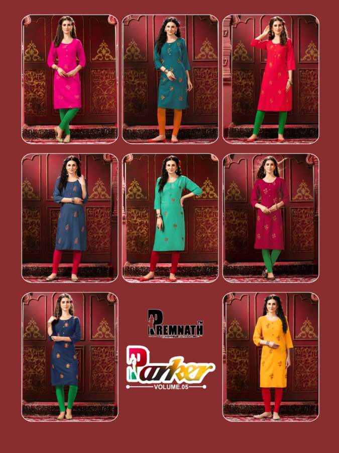 Premnath Parker 5 Ethnic Wear Rayon Designer Embroidery Kurti Collection