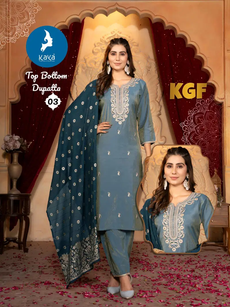 Kgf By Kaya Roman Shimmer Kurti With Bottom Dupatta Orders In India