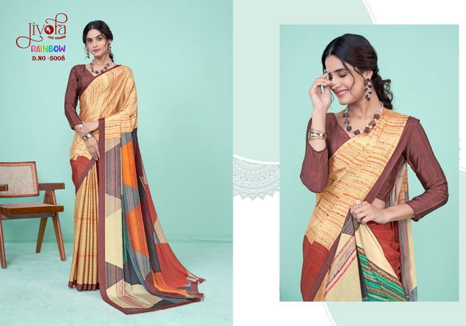 Ranibow By Jivora Crepe Digital Printed Daily Wear Saree Exporters In India