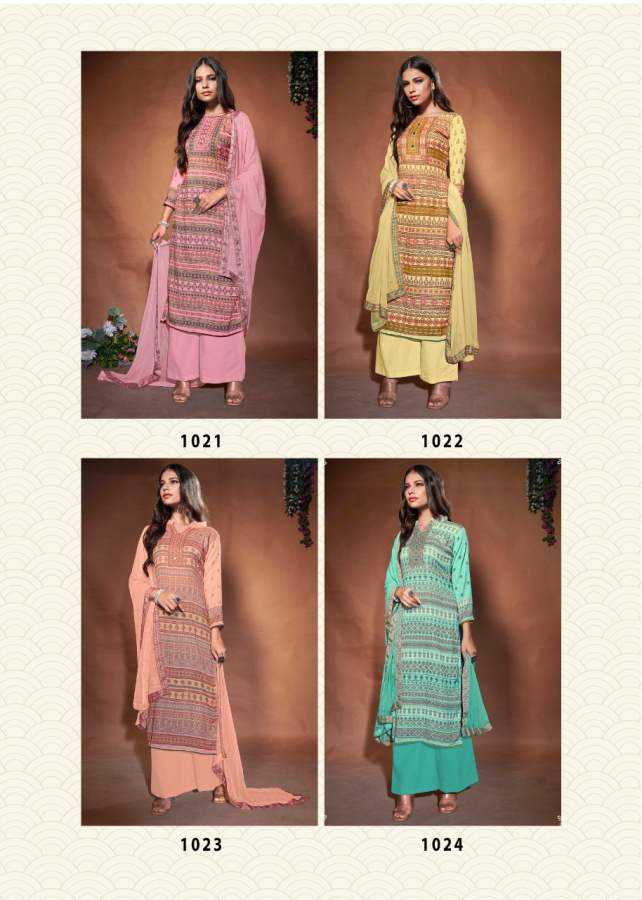 Bipson Roma 1021 To 1024 Ready Made Woollen Ethnic Wear Pashmina Printed Dress Collection