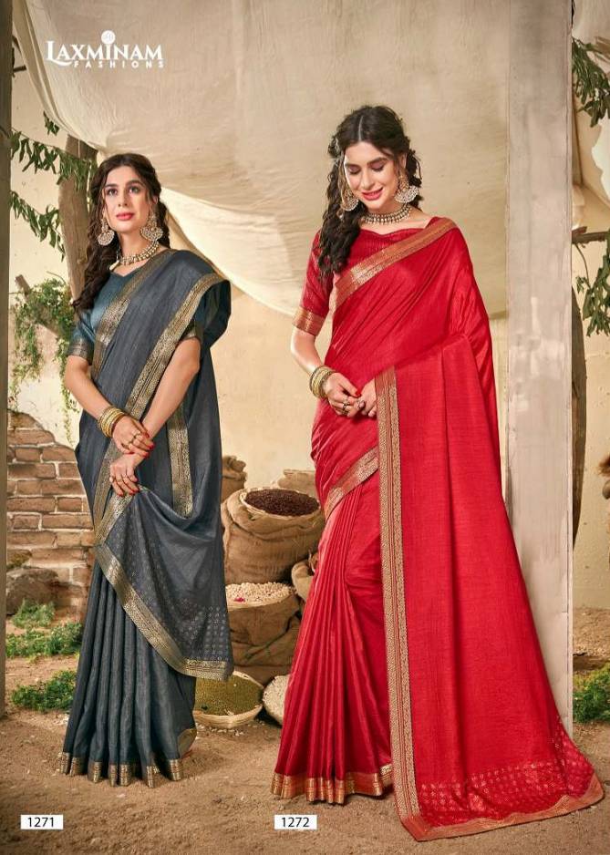 Laxminam Hat Trick Fancy Party Wear Vichitra Silk Latest Saree Collection