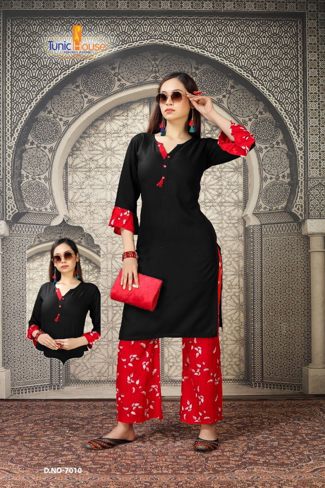 Tunic House Nikki 2 Exclusive Ethnic Wear Rayon Kurti With Plazzo Collection