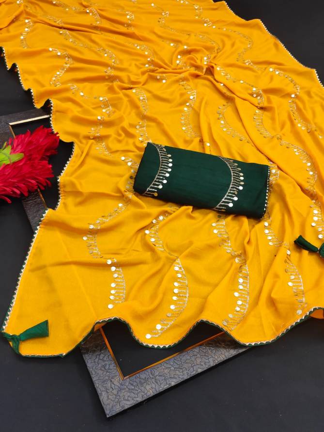 Mahek 57 Fancy Party Wear Vichitra Silk Designer Saree Collection