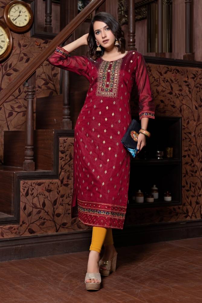 Hiva Samara Fancy Festive Wear Kora Silk Designer Kurti Collection