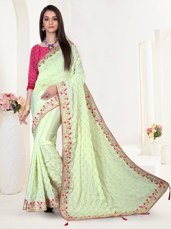 Ronisha Rose Fancy Festive Wear Silk Embroidery Work Saree Collection