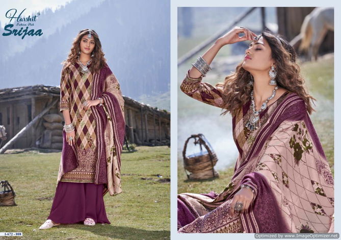 Harshit Sriji Latest Designer Casual Wear Pure wool Pashmina Digital Printed Dress Material Collection 