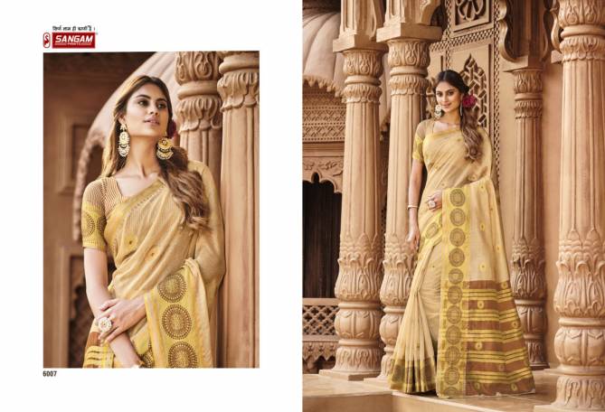 Sangam Madhvi Ethnic Wear Designer Cotton Zari Weaving Sarees Collection