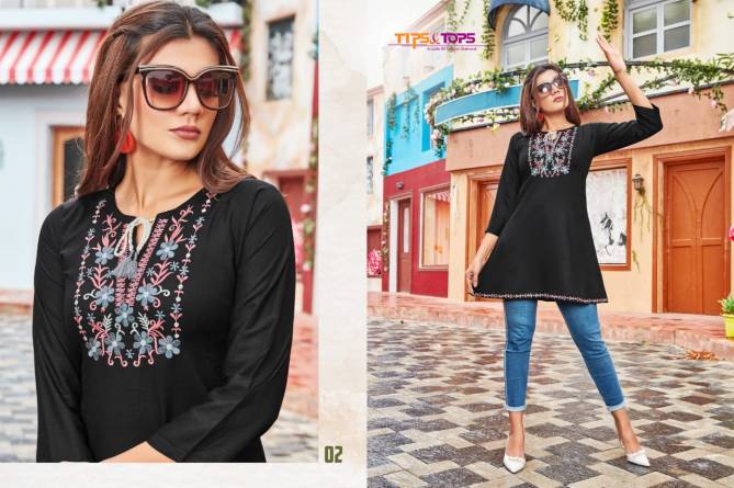 Tips Tops Bubbly 2 Classic Ethnic Wear Heavy Rayon Slub Ladies Top Collection