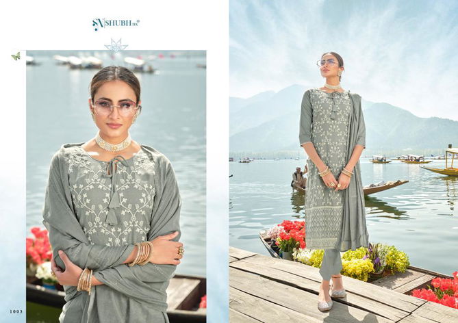 Shubh Lucknowi Designer Chanderi Silk Ethnic Wear Ready Made Salwar Suit Collection
