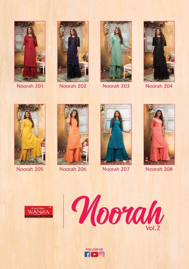 Wanna Noorah 2 Fancy Festive Wear Rayon With Heavy Work  Kurti With Sharara Collection